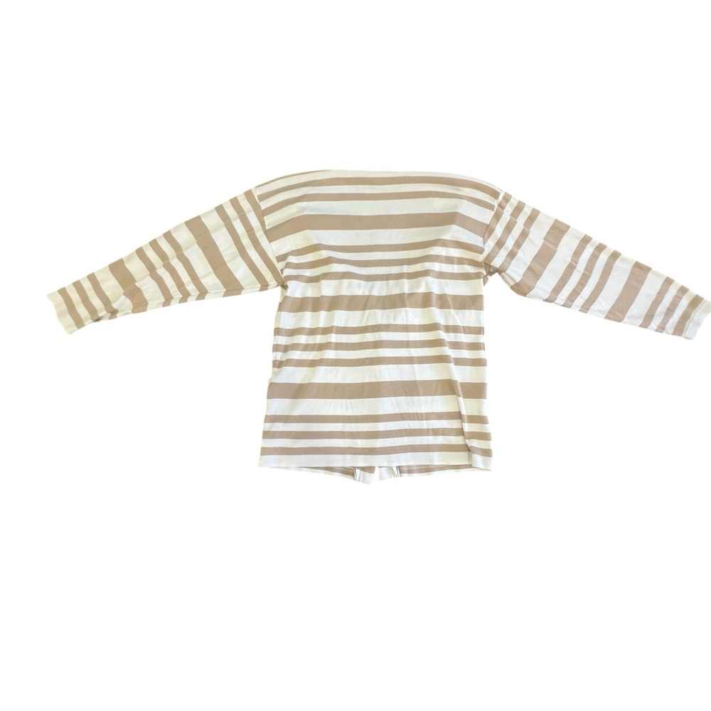 Vtg Christian Dior Brown Gray Striped Long Sweater Cape Cardigan Women’s Medium - Picture 2 of 10